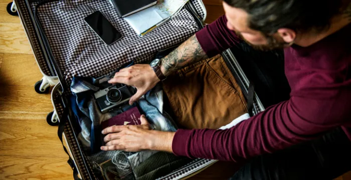 Person packing his bag