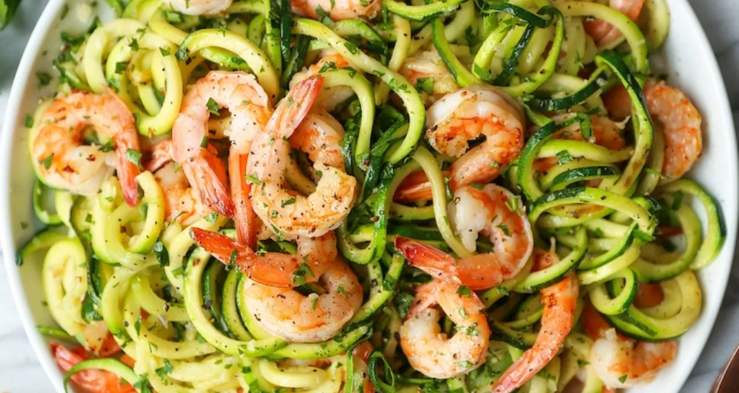 Garlic shrimp scampi with zucchini noodles recipe